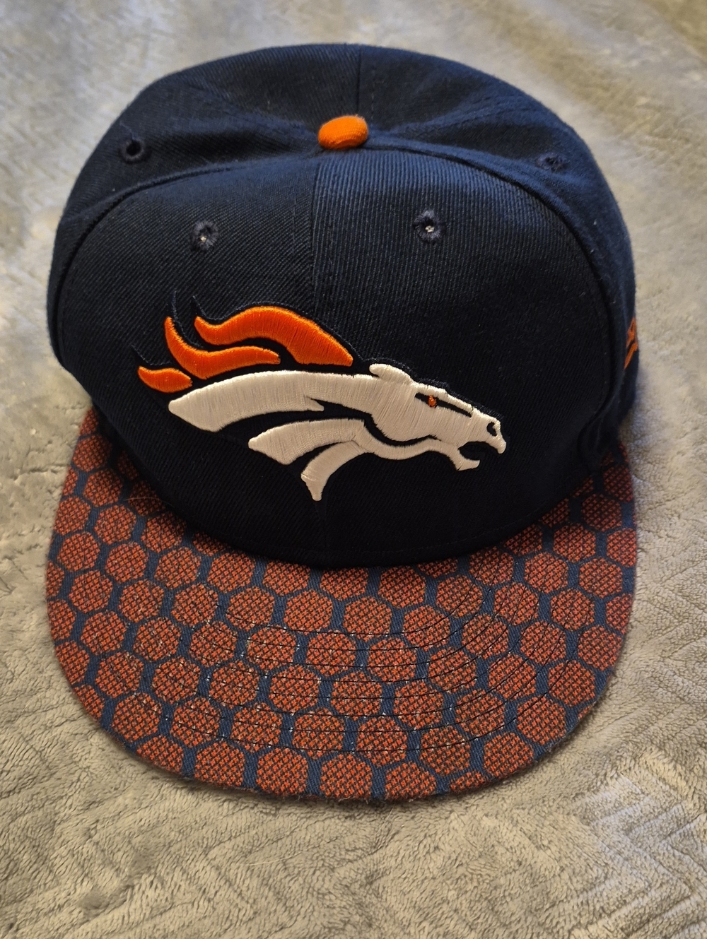 NFL Navy Snapback Cap with Bright Orange Strap